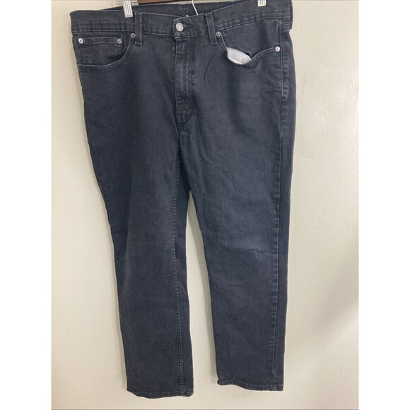 Levi’s 514 36x30 Mens Black Label Jeans Black Denim Straight Fit Pants - Picture 1 of 9